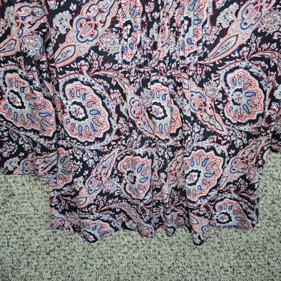 Talbots Top Womens Small Blue Paisley Print Pintuck 3/4 Sleeve Casual Ladies - Picture 5 of 7